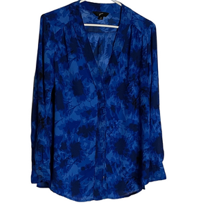 GRW Floral Long Sleeve Blouse, Women’s Size M, Blue Navy